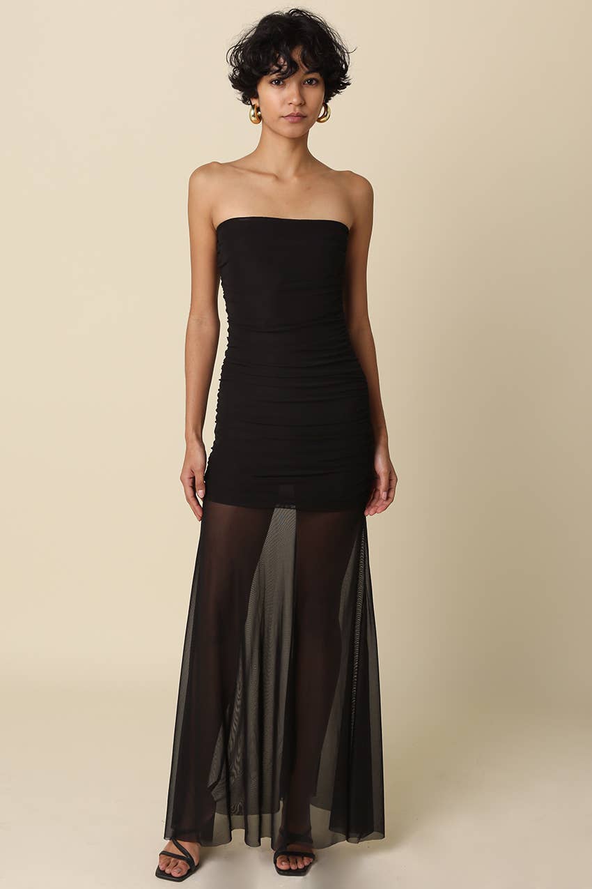 Emily Strapless Sheer Maxi Dress