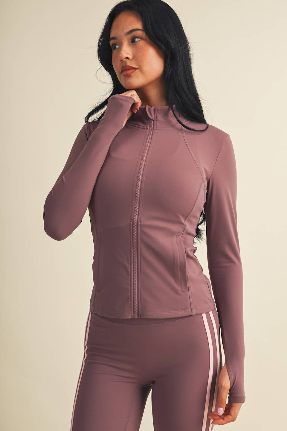 Performance Fitted Full Zip Jacket- Mauve