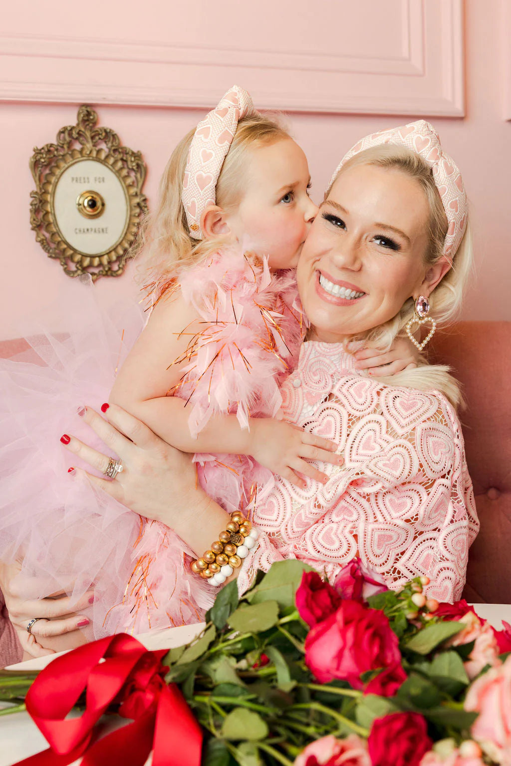 BC- Blush Pink Jewel and Pearl Heart Earrings