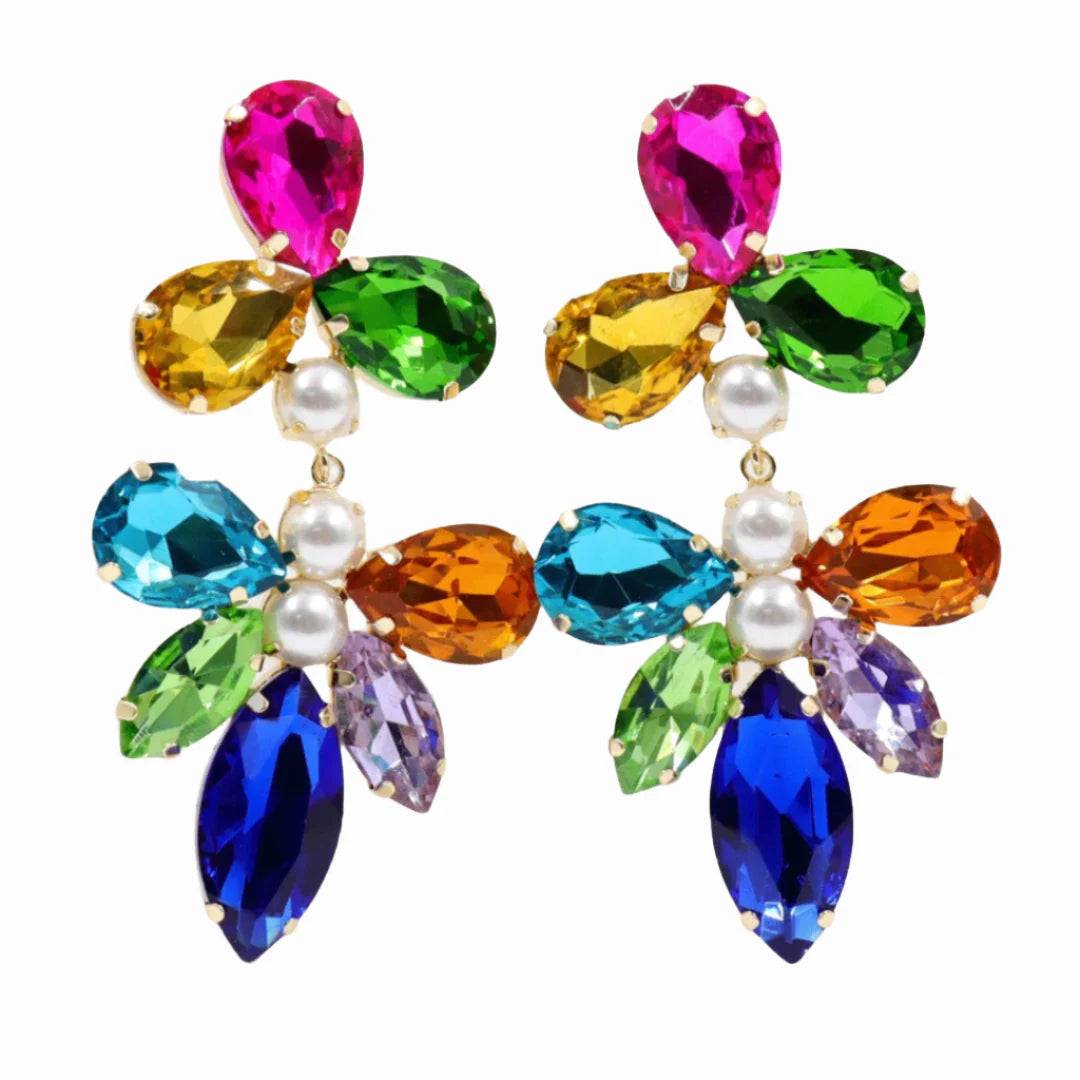 BC- Multi Color Gem Statement Earrings