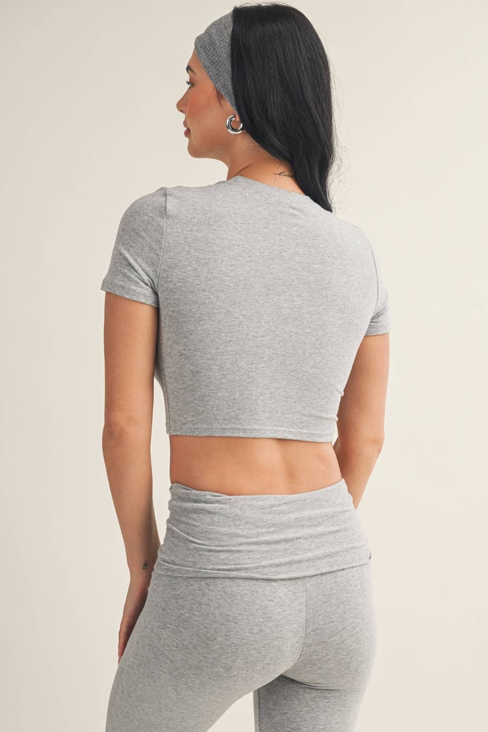 Soft Knit Jersey Crewneck Tee- Heather Grey