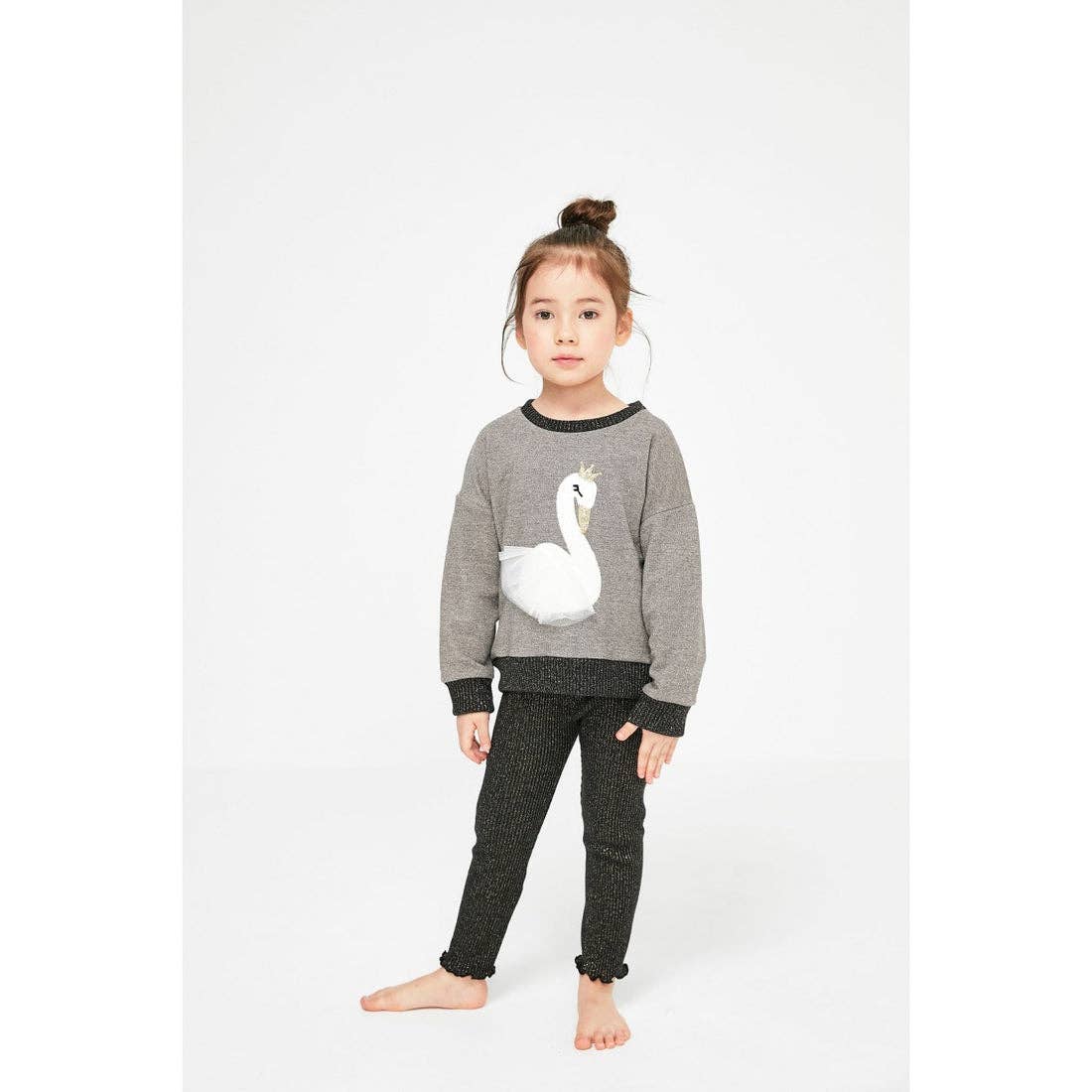 Swan Glitter Sweater: Black / 8