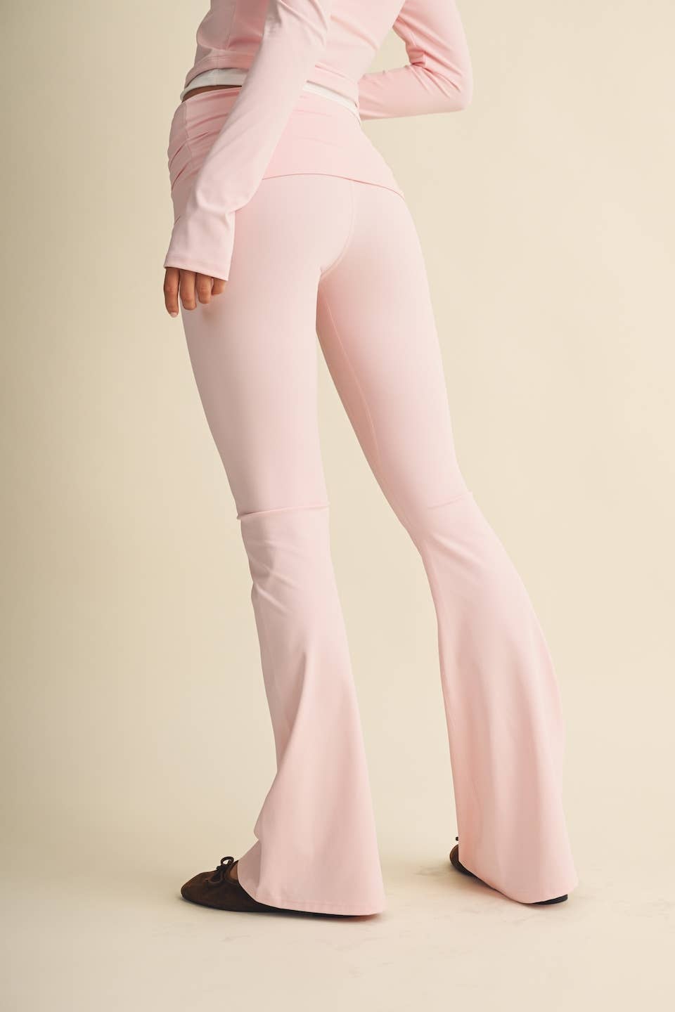 Active Foldover Flare Legging- Blush