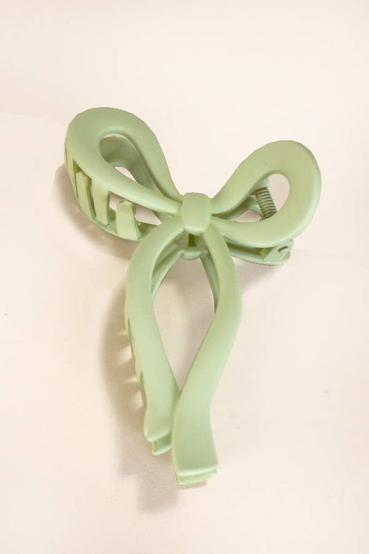 Matte Bow Hair Claw- Green Tea