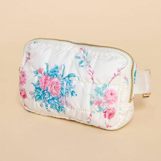 Floral Fanny Quilted Pack- White