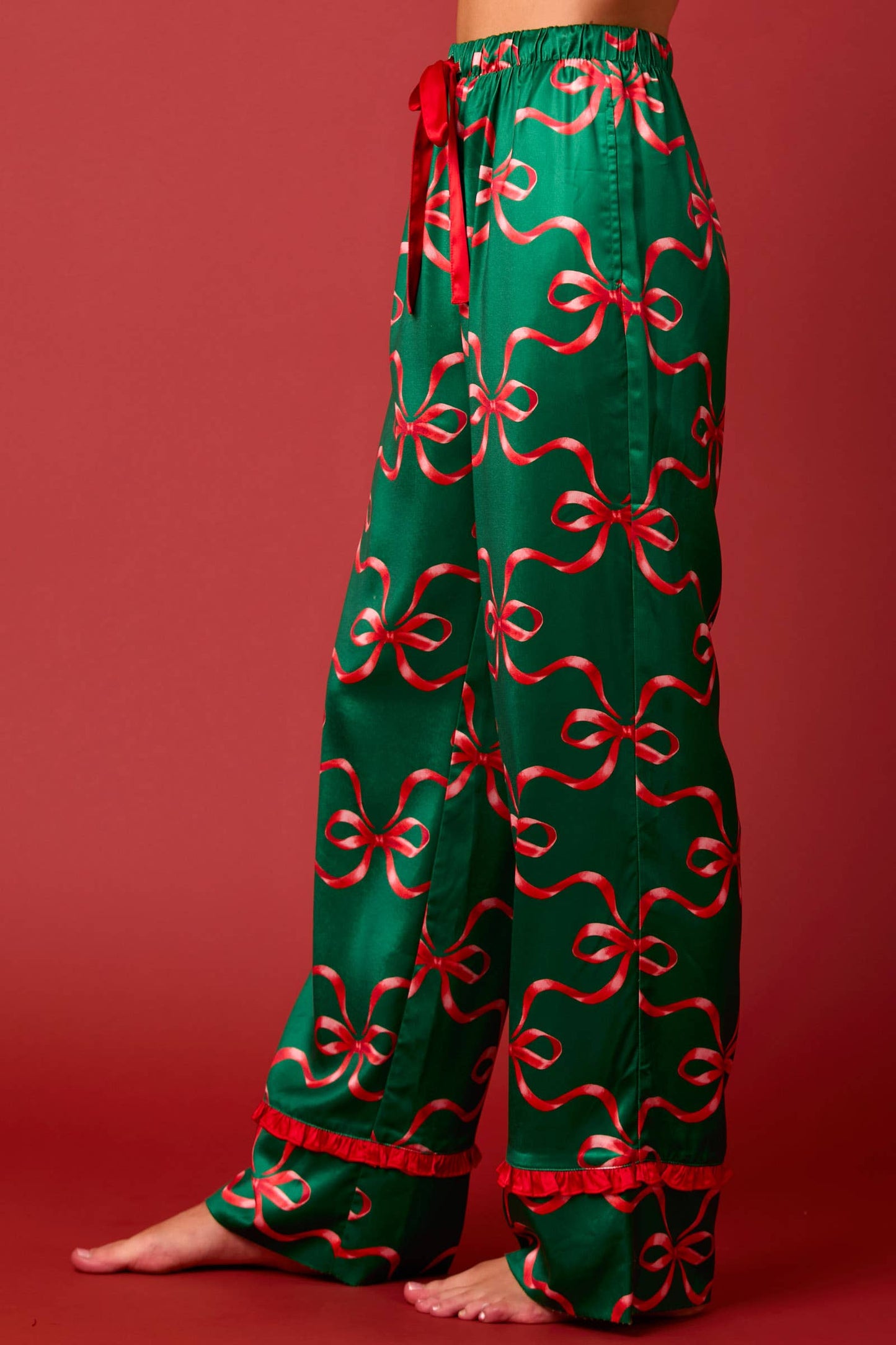 Christmas Time Bow Ruffle Pajamas