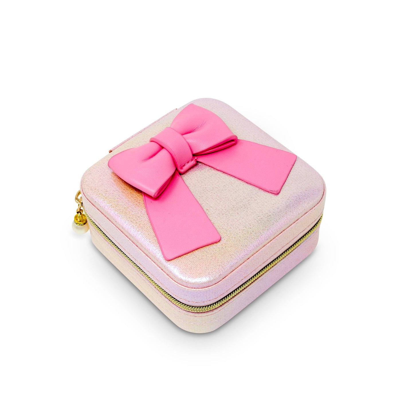 Girls Shiny Bow Jewelry Box: Pink