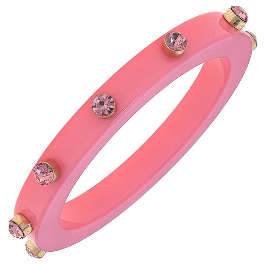 Renee Resin Rhinestone Bangle: Bubble Gum