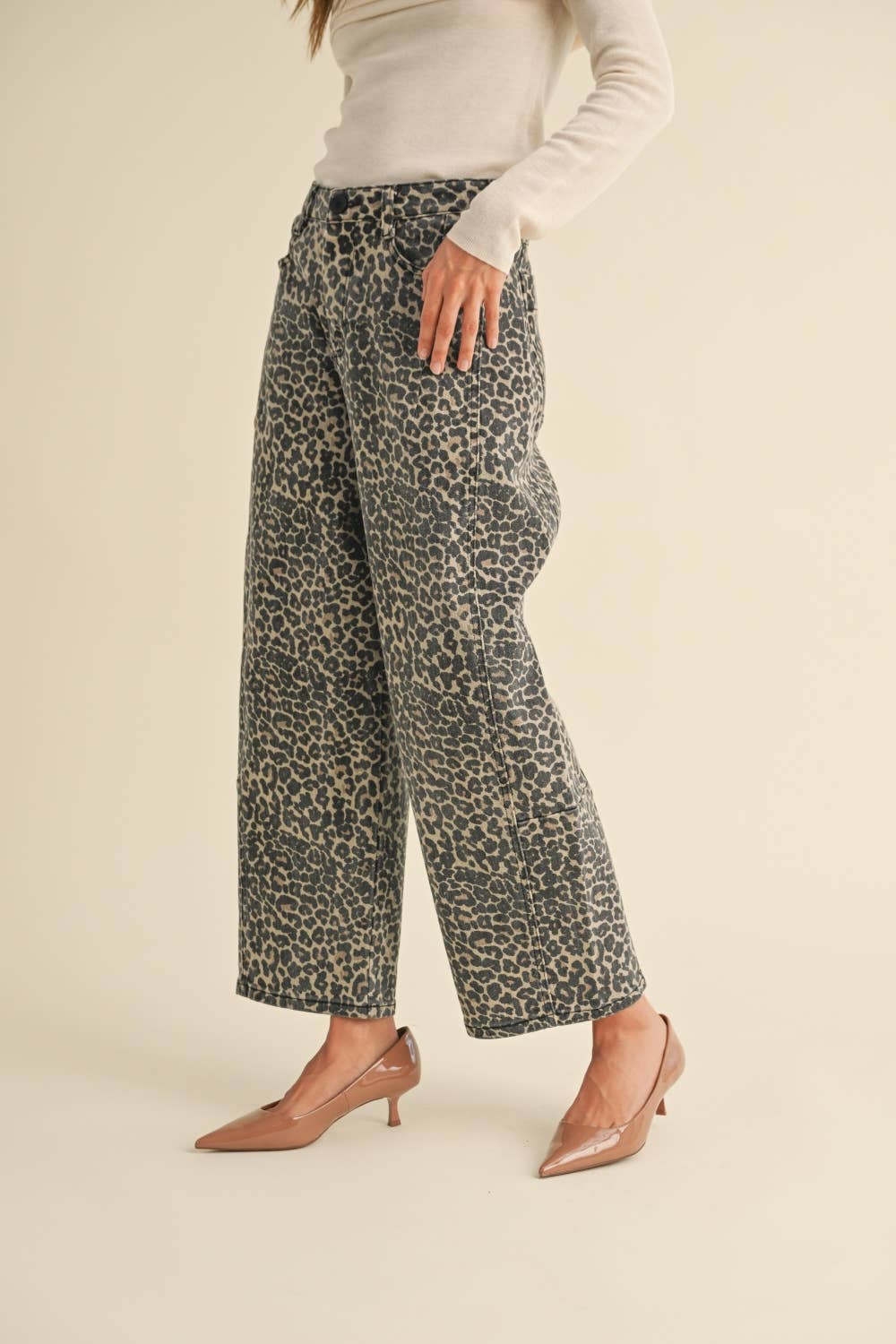 Leonna Leopard Barrel Jeans