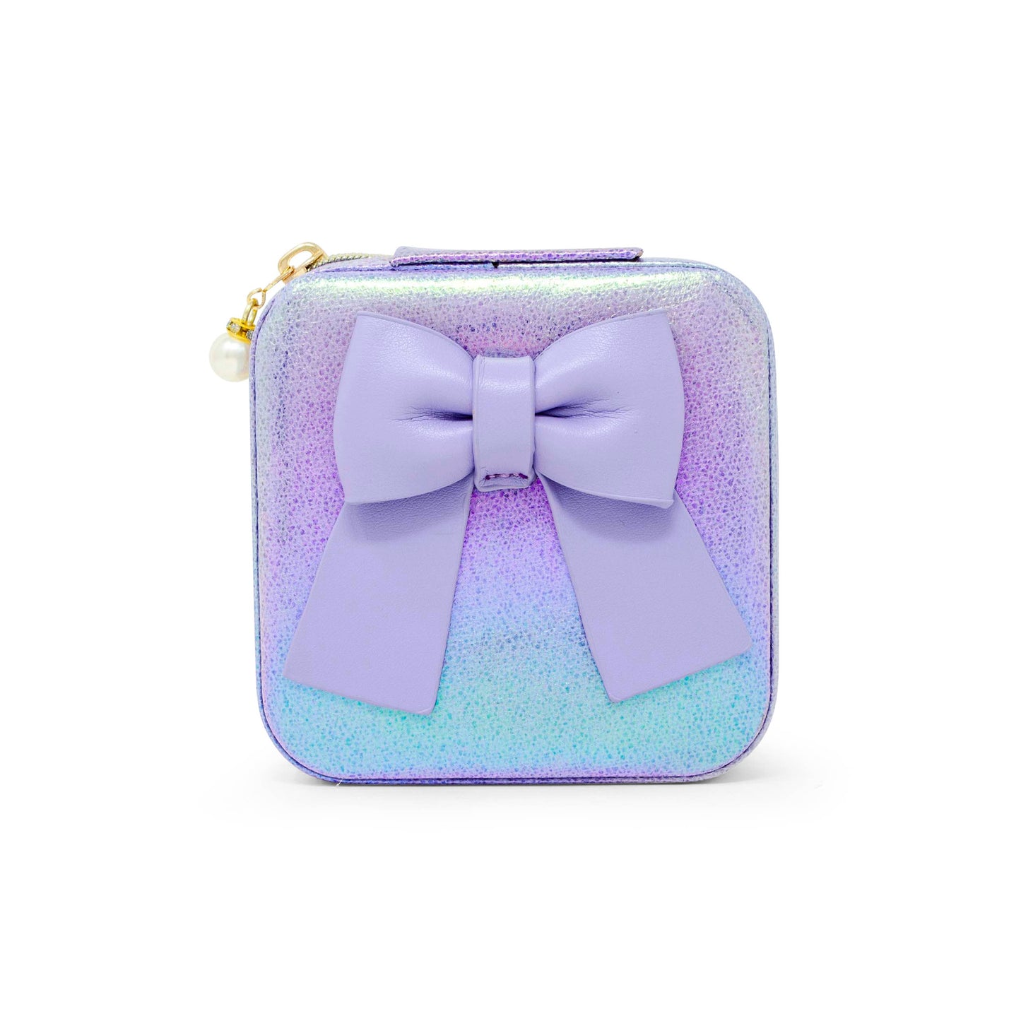 Girls Shiny Bow Jewelry Box: Purple