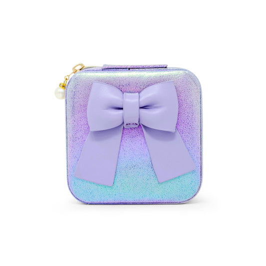 Girls Shiny Bow Jewelry Box: Purple