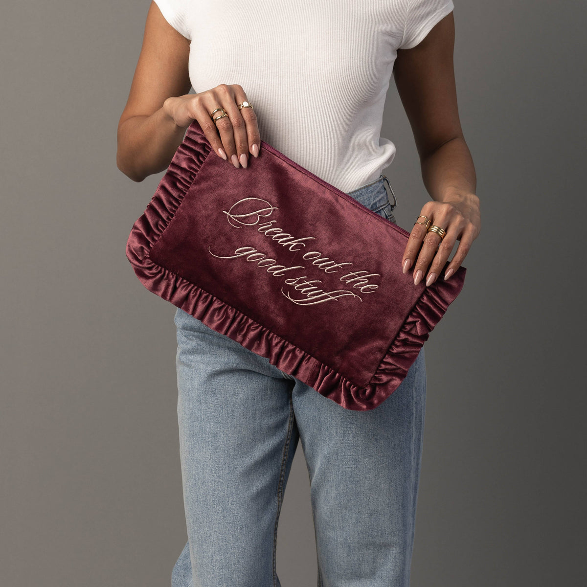 Break Out The Good Stuff Ruffle Travel Pouch