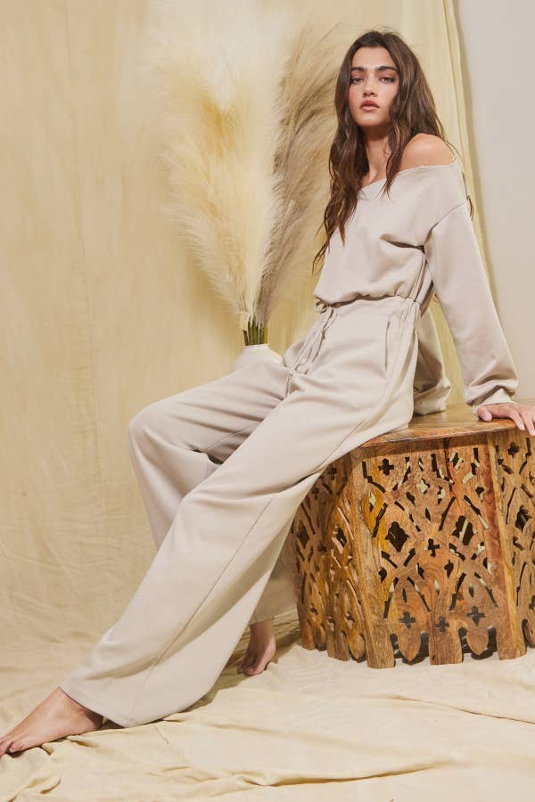 Silvy Scuba Jumpsuit- Sand