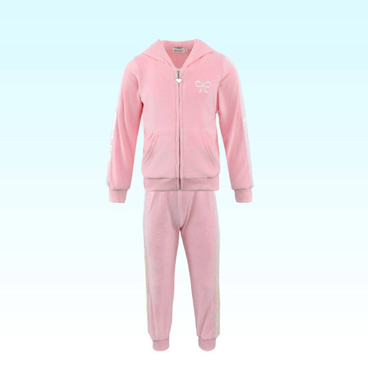 Girls Velvet Bow Sequin Set