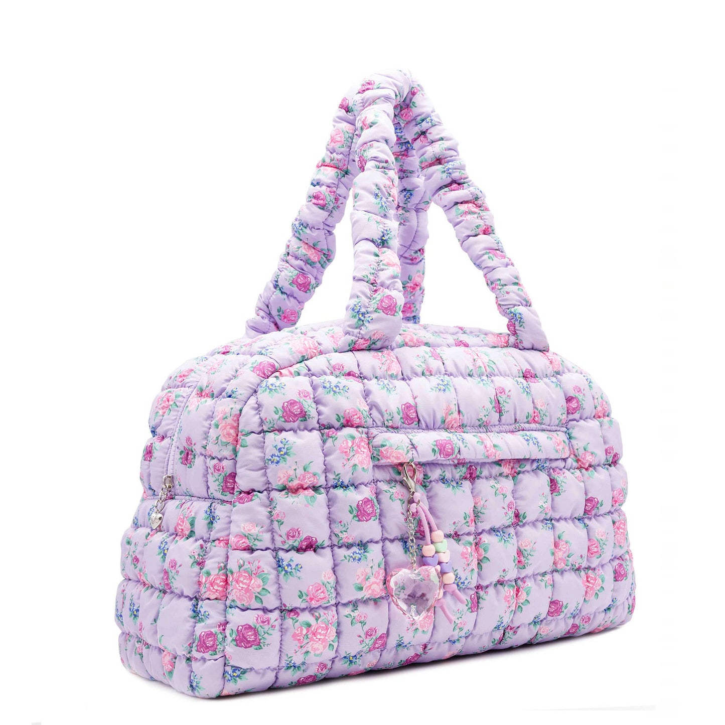 Quilted Scrunchies Floral Medium Duffle Bag: Lavender