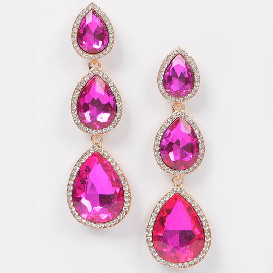 Teardrop Drop Earrings: Fuschia