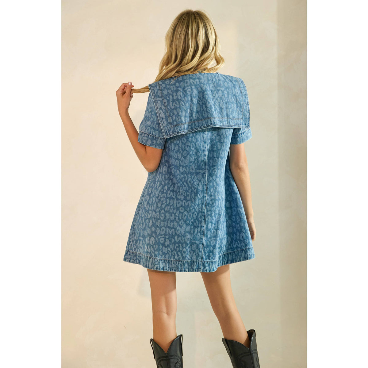 Suzette Leopard Denim Mini Dress