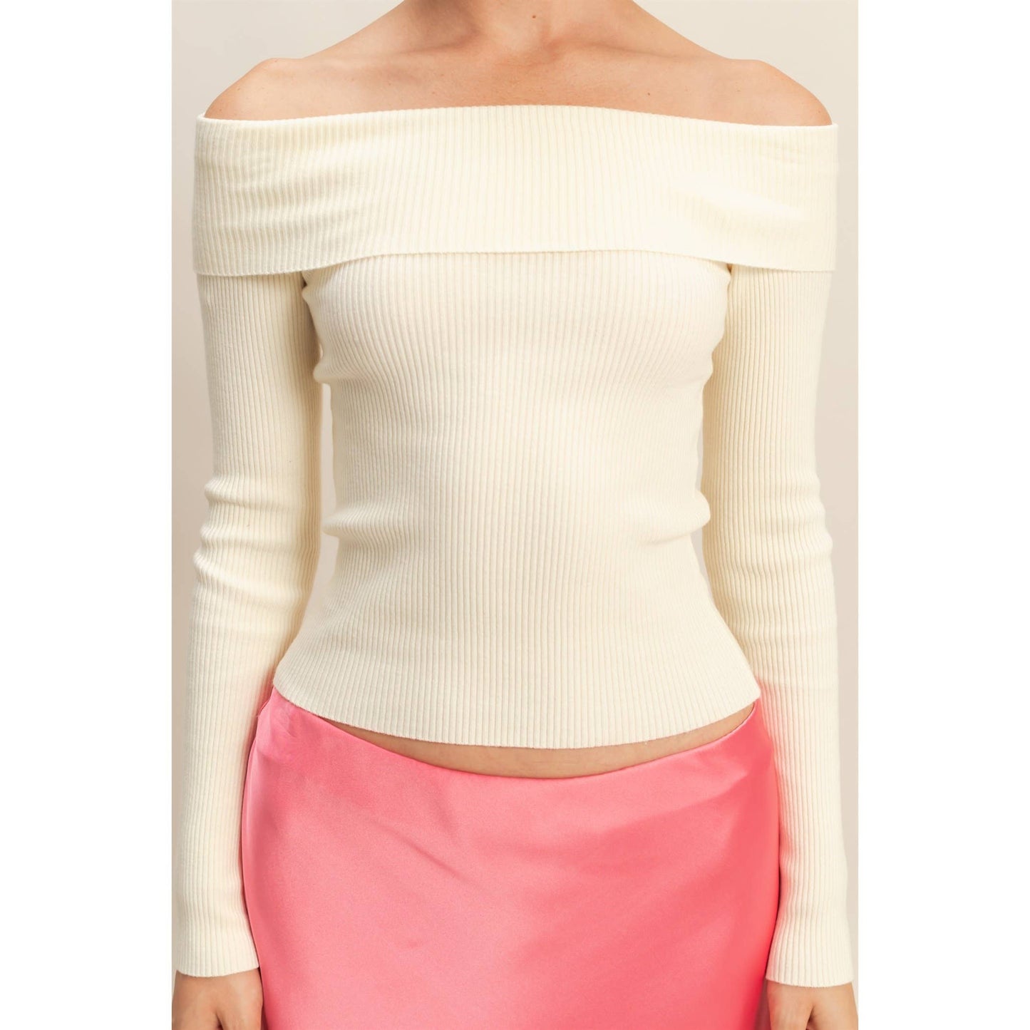 Layla Ribbed Knit Top- Cream