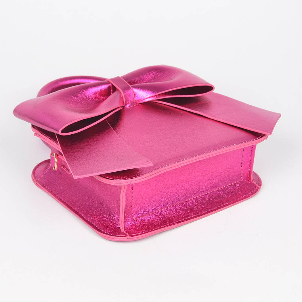 Metallic Bow Mini Bag: Fuschia