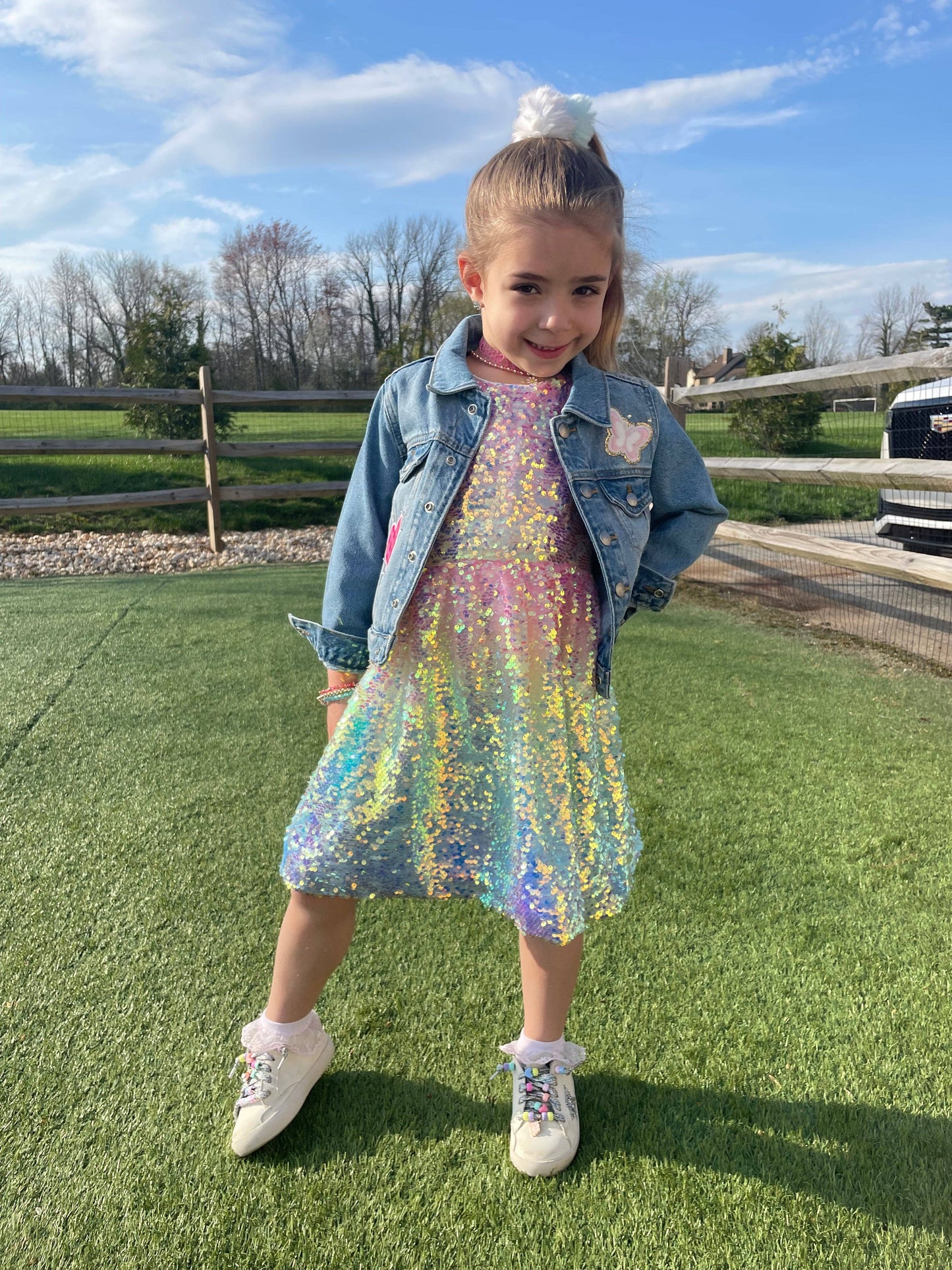 Girls Ombre Sequin Dress