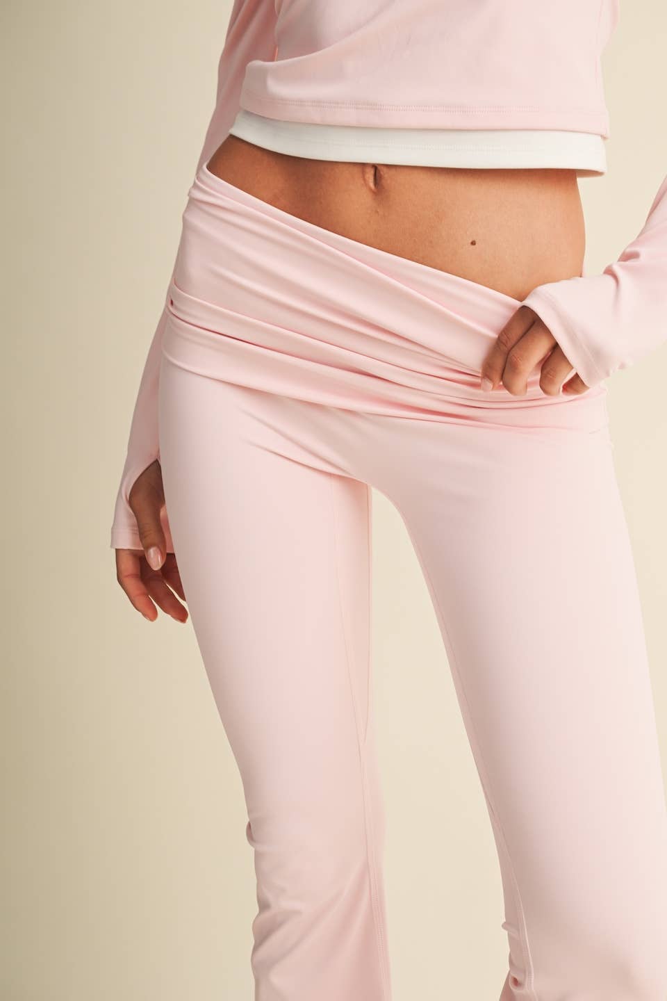 Active Foldover Flare Legging- Blush