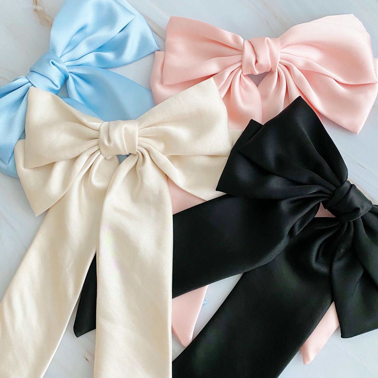 Doubled Satin Bow Hair Clip: Pink