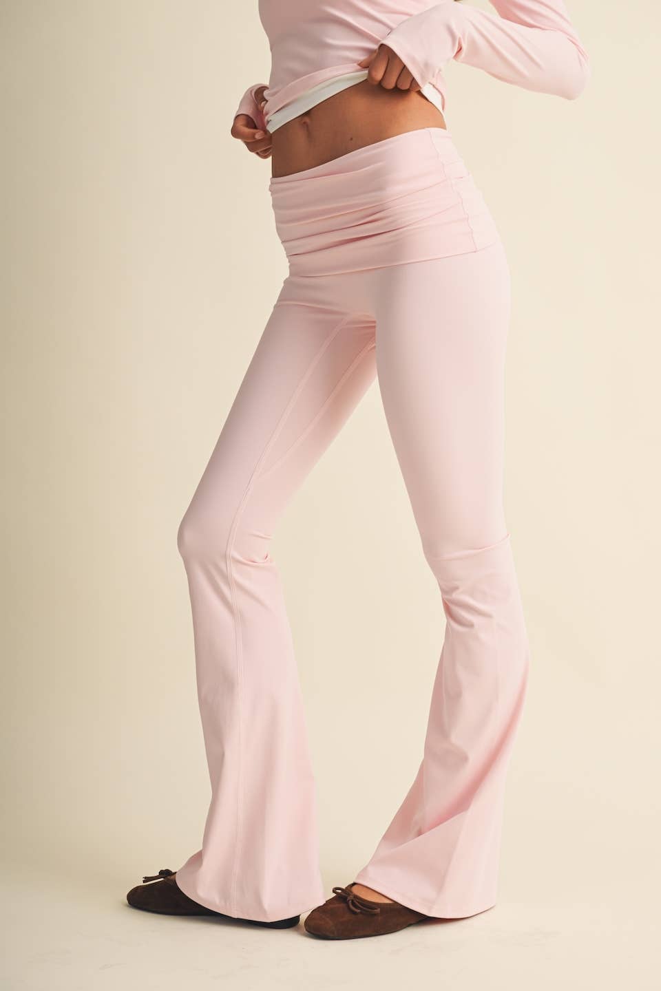 Active Foldover Flare Legging- Blush