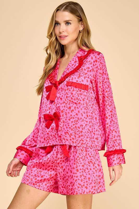 Lana Leopard Printed Ruffle Pajamas