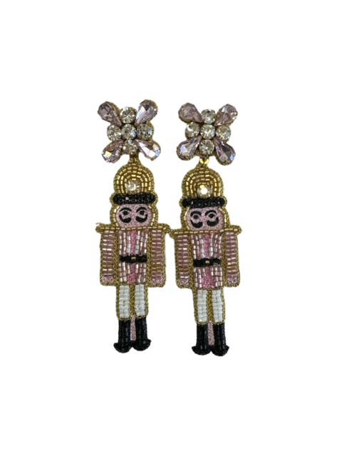 Christmas Nutcracker Earrings - Pink