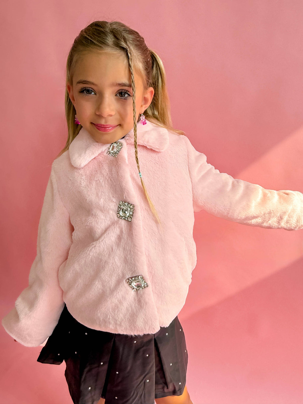 Girls Faux Fur Gem Jacket