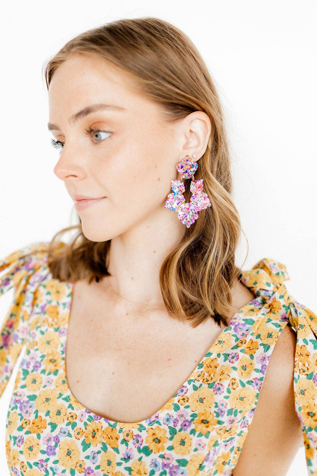 Michelle Pink Birthday Confetti Earrings