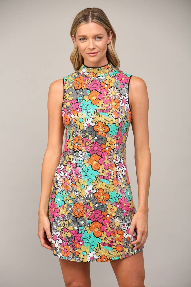 Kristen Sequin Floral Dress