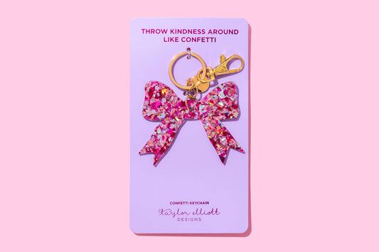 Keychain - Bow - Pink Confetti