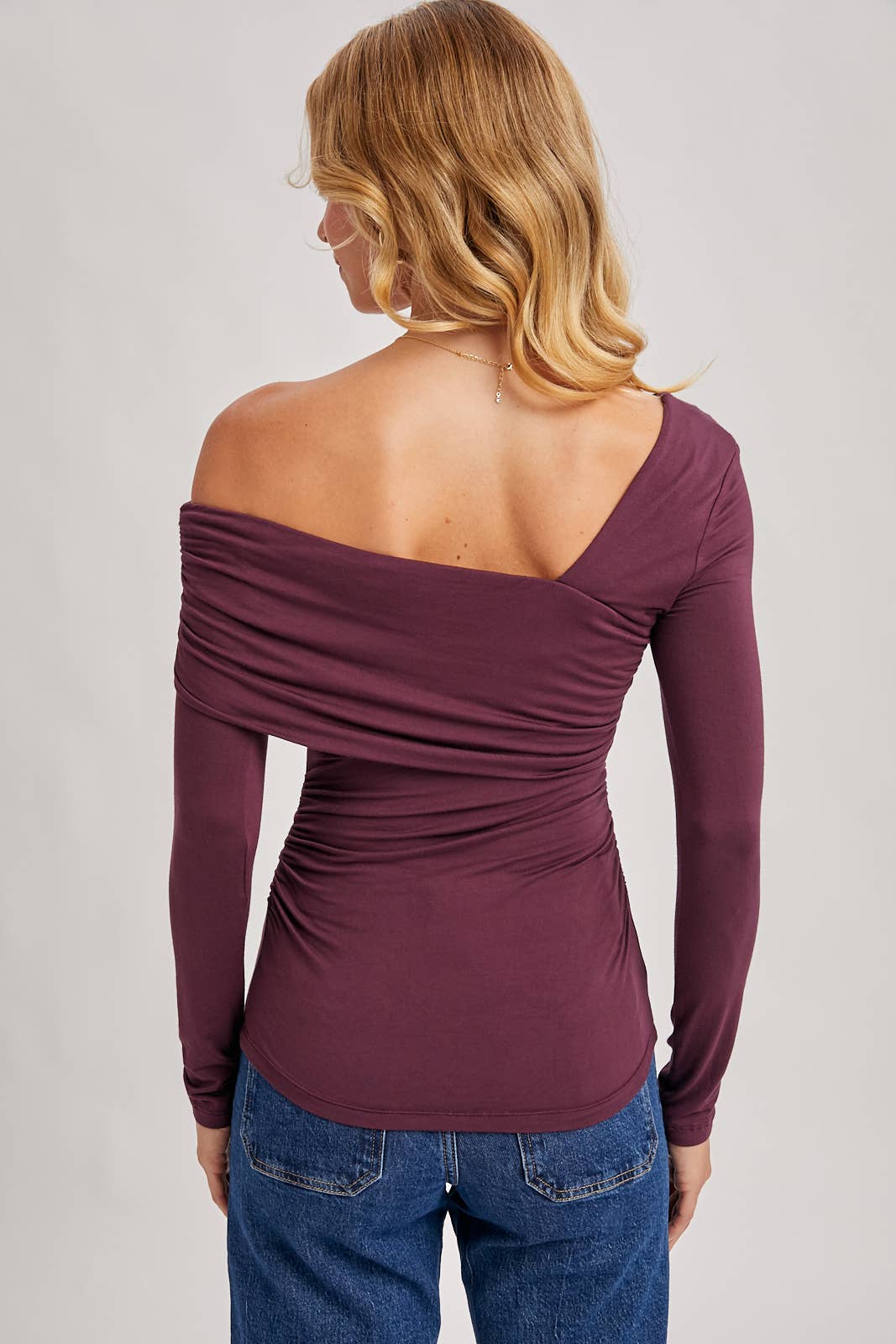 Asymmetric Knit Top- Eggplant