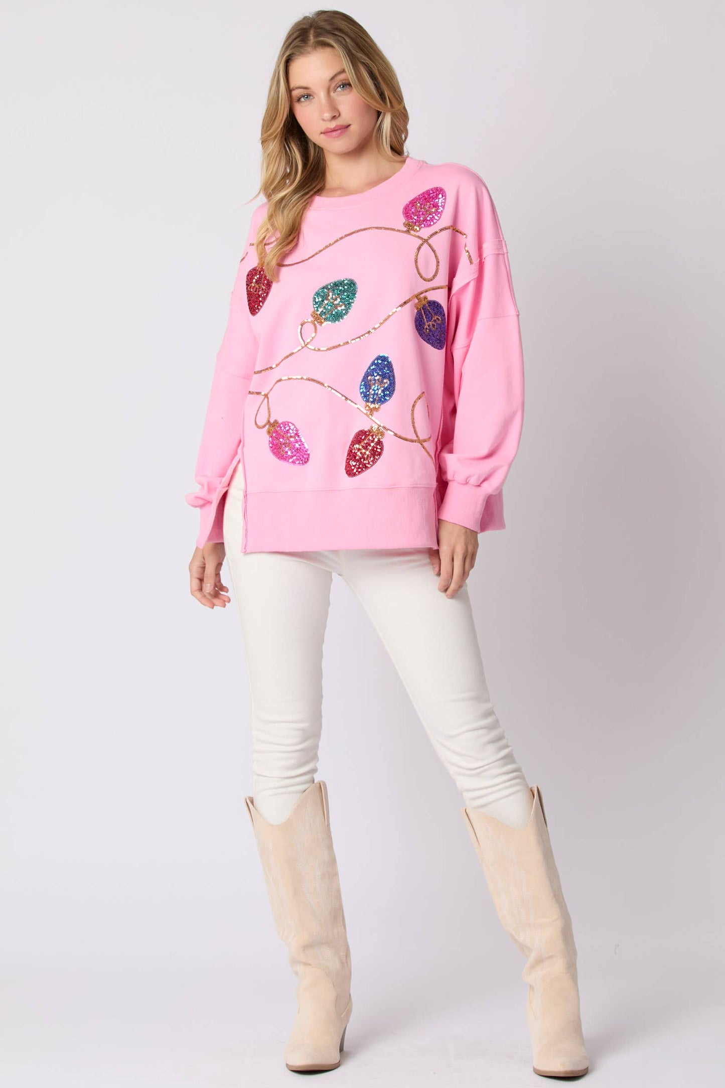 Holiday Lights Pink Sweatshirt