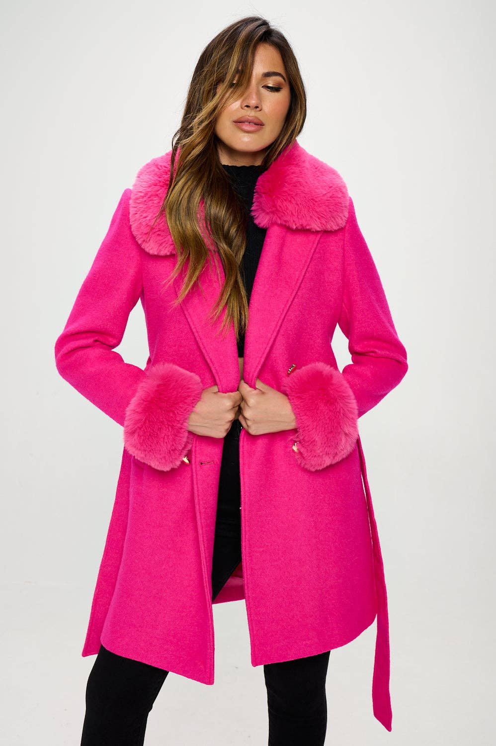 Enchantment Faux Fur-Trimmed Hot-Pink