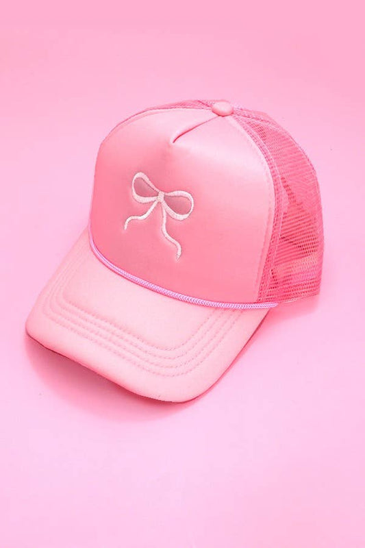 Bow Trucker Hat: Pink