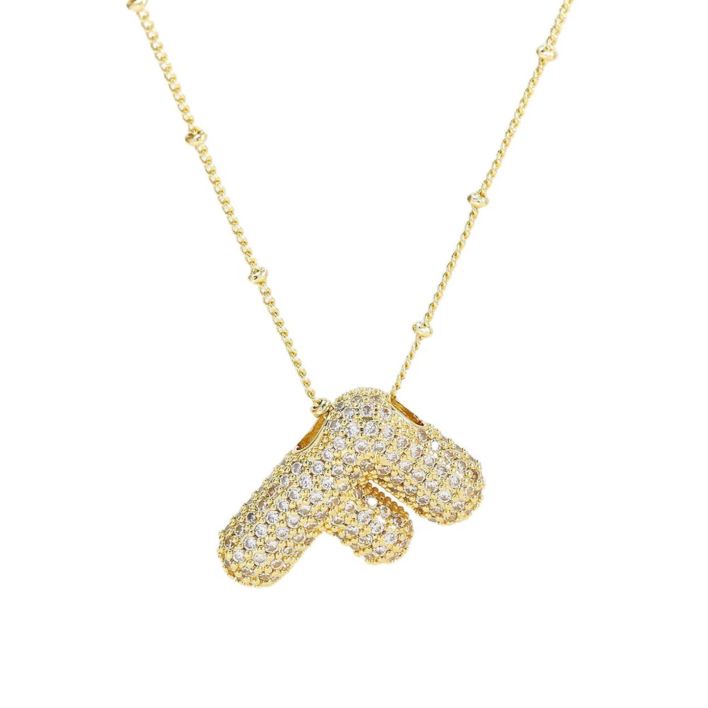 Mini Initial CZ Balloon Bubble 18K Gold Necklace