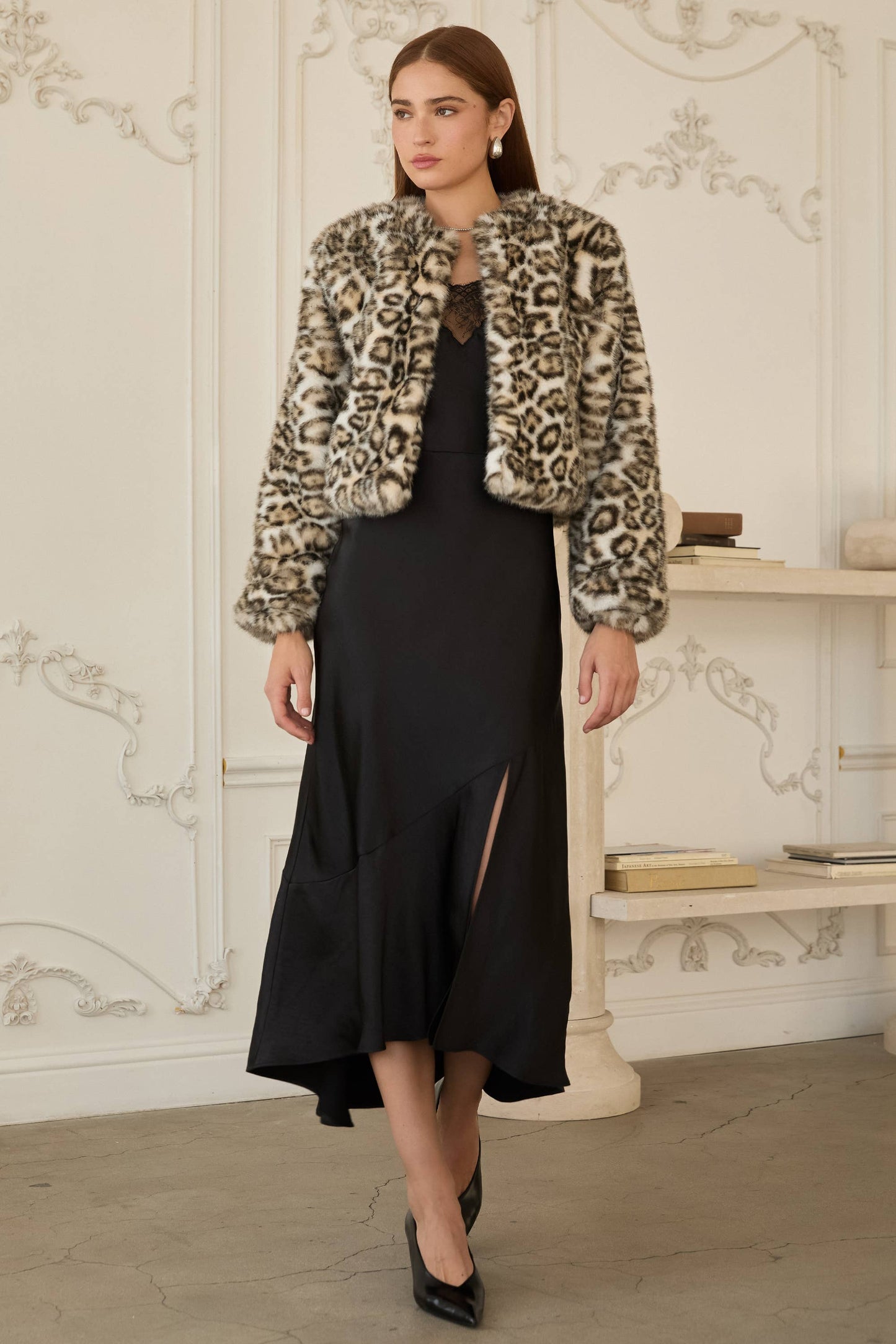 Alani Leopard Fur Crop Jacket