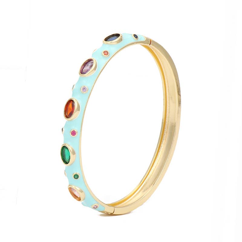 Felicia Gold Plated Enamel Bangle: Light green