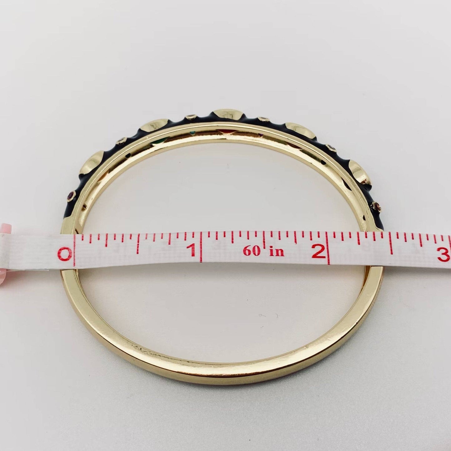 Felicia Gold Plated Enamel Bangle: Black