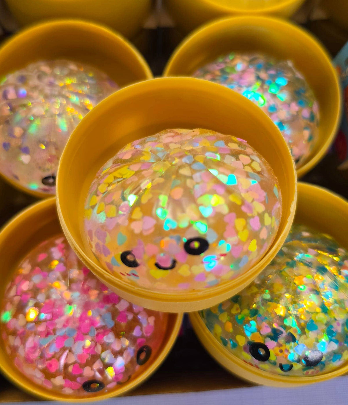 2.5" Heart Glitter Maltose Mini Dumpling Squishy
