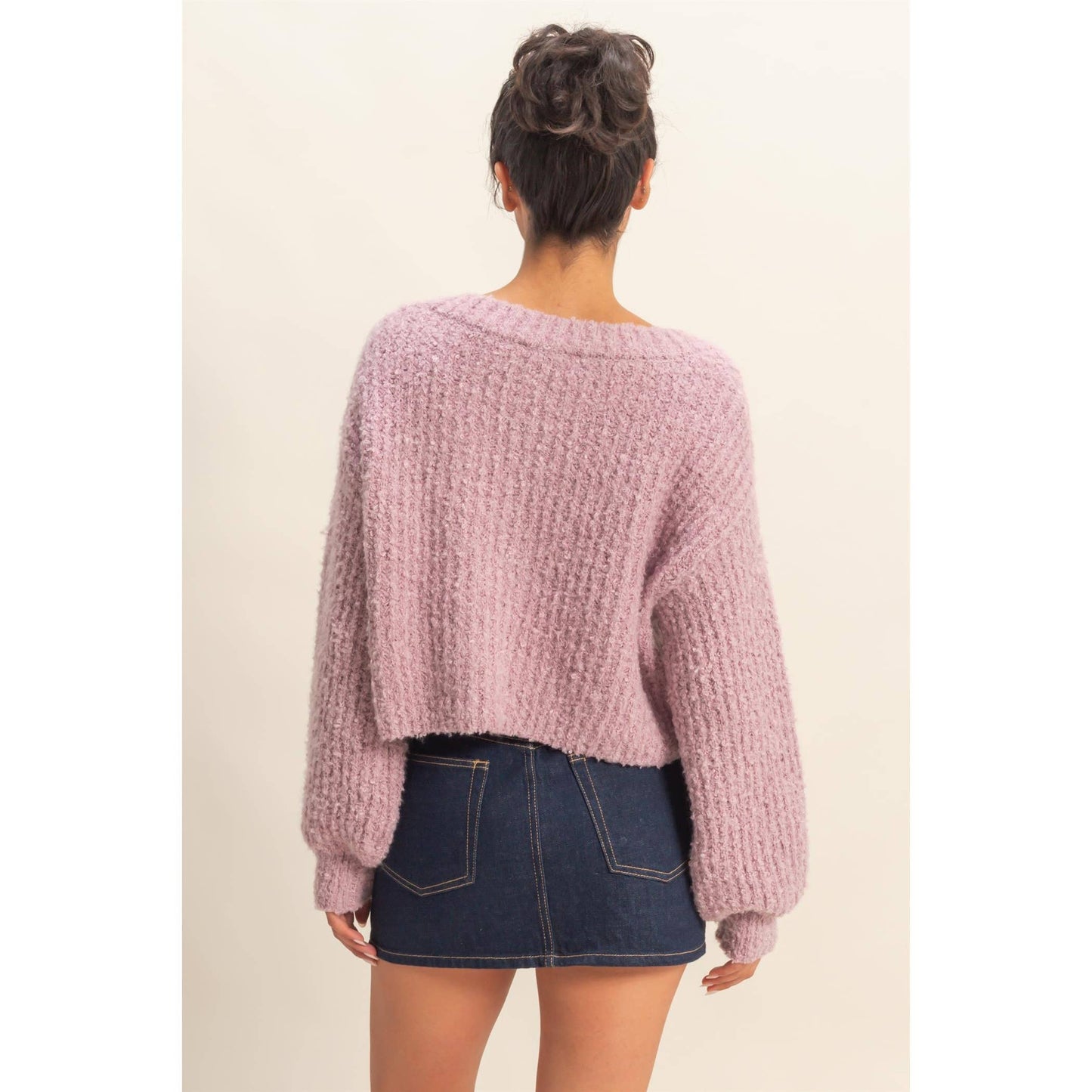 Rosa Button-Up Cardigan- Mauve