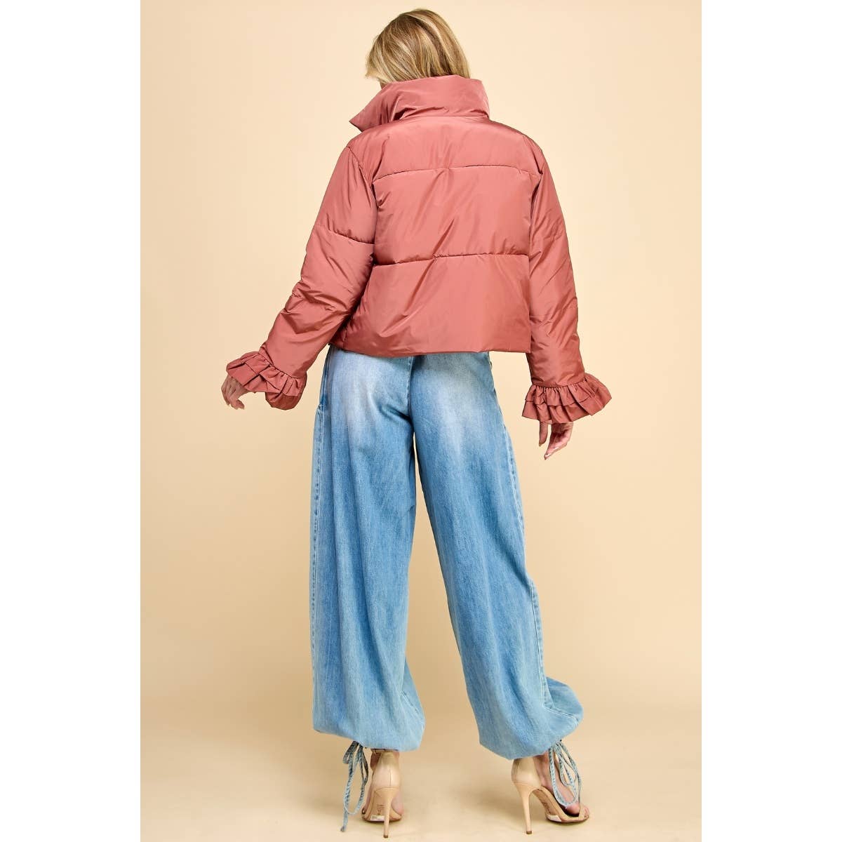 Marsala Cropped Ruffle Jacket