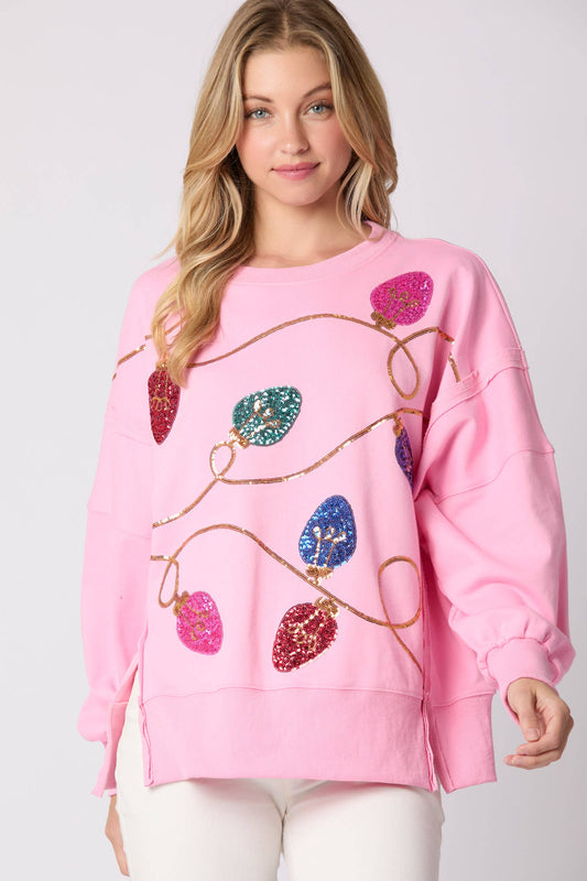 Holiday Lights Pink Sweatshirt