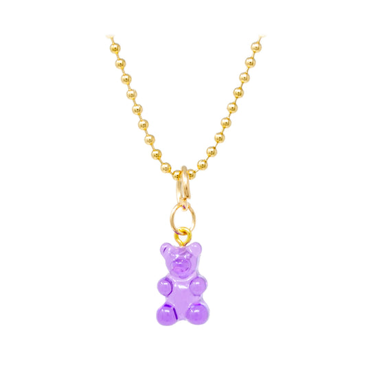 Girls Gummy Bear Necklace- Purple