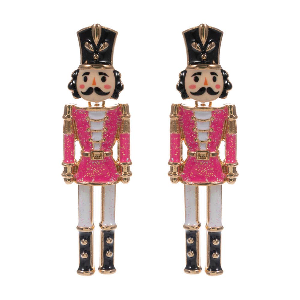 Glittered Nutcracker Soldier Earrings