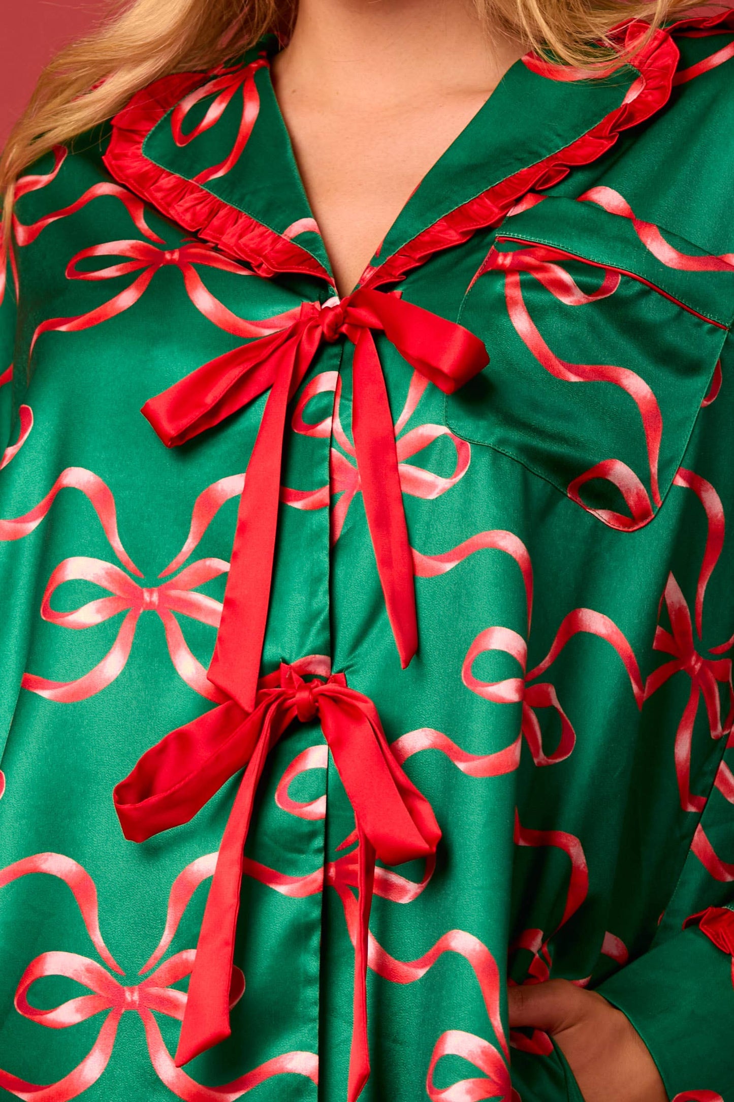 Christmas Time Bow Ruffle Pajamas