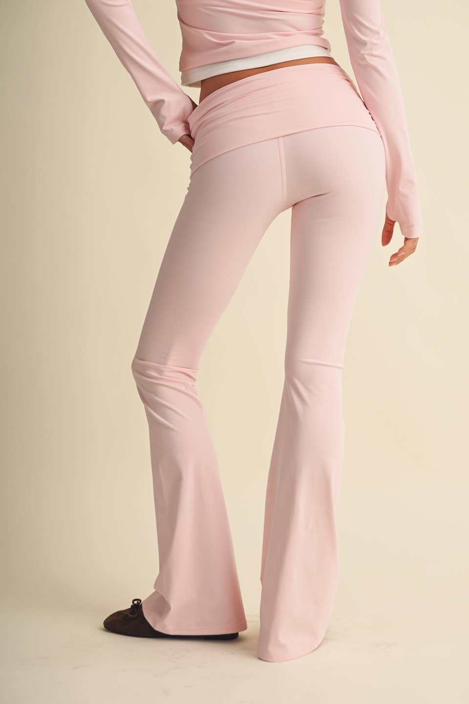 Active Foldover Flare Legging- Blush