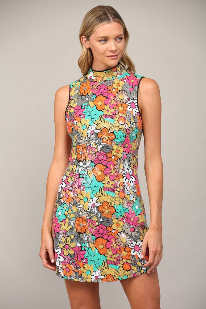 Kristen Sequin Floral Dress